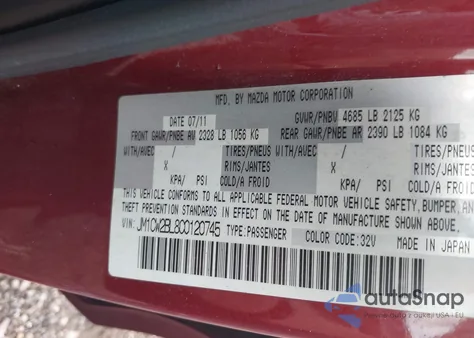 2012 Mazda Mazda5 Sport from USA, damaged, VIN JM1CW2BL8C0120745